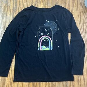 Cat & Jack Black Long Sleeve Tee with Rainbow Jar